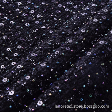 Polyester Paillettes Tweed Metallic Sequin Embroidery Fabric